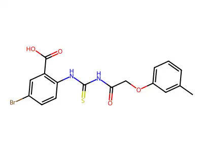 5-Bromo-2-[[[[(3-methylphenoxy)acetyl]amino]thioxomethyl]amino]-benzoic acid structure