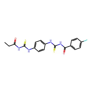 4-fluoro-N-[[4-(propanoylcarbamothioylamino)phenyl]carbamothioyl]benzamide structure