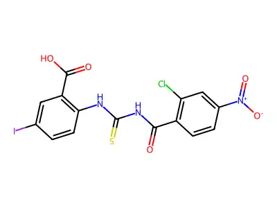 2-[(2-Chloro-4-nitrobenzoyl)carbamothioylamino]-5-iodobenzoic acid structure