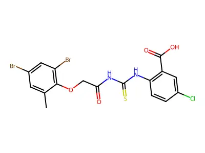 5-chloro-2-[[2-(2,4-dibromo-6-methyl-phenoxy)acetyl]thiocarbamoylamino]benzoic Acid structure
