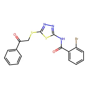 2-bromo-N-(5-phenacylsulfanyl-1,3,4-thiadiazol-2-yl)benzamide structure