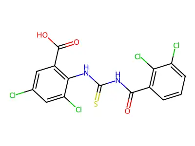 3,5-Dichloro-2-[[[(2,3-dichlorobenzoyl)amino]thioxomethyl]amino]-benzoic acid structure