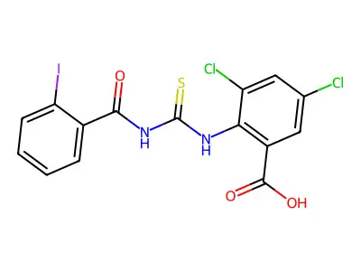 3,5-Dichloro-2-[[[(2-iodobenzoyl)amino]thioxomethyl]amino]-benzoic acid structure