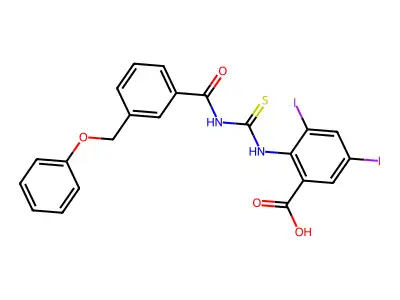 3,5-Diiodo-2-[[[[3-(phenoxymethyl)benzoyl]amino]thioxomethyl]amino]-benzoic acid structure