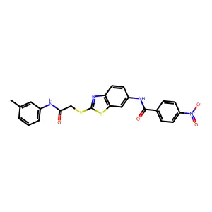 N-[2-[2-(3-methylanilino)-2-oxoethyl]sulfanyl-1,3-benzothiazol-6-yl]-4-nitrobenzamide structure