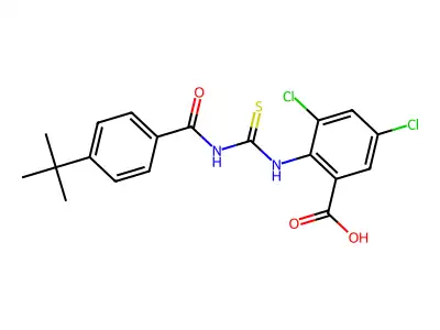 2-[(4-Tert-butylbenzoyl)carbamothioylamino]-3,5-dichlorobenzoic acid structure