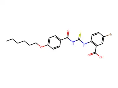 5-Bromo-2-[(4-hexoxybenzoyl)carbamothioylamino]benzoic acid structure