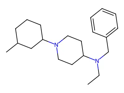 N-benzyl-N-ethyl-1-(3-methylcyclohexyl)piperidin-4-amine structure