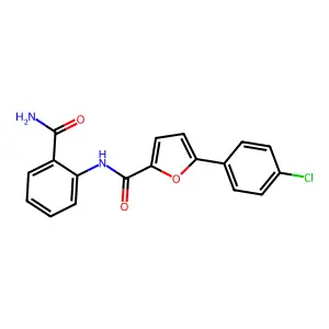 N-(2-carbamoylphenyl)-5-(4-chlorophenyl)furan-2-carboxamide structure