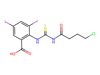 2-[[[(4-Chloro-1-oxobutyl)amino]thioxomethyl]amino]-3,5-diiodo-benzoic acid structure