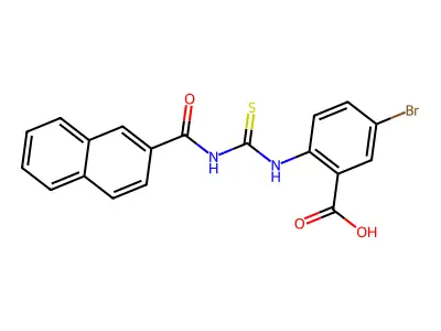 5-Bromo-2-[[[(2-naphthalenylcarbonyl)amino]thioxomethyl]amino]-benzoic acid structure
