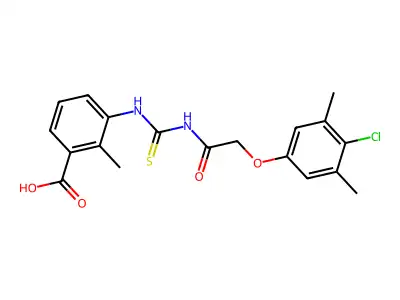 3-[[2-(4-chloro-3,5-dimethyl-phenoxy)acetyl]thiocarbamoylamino]-2-methyl-benzoic Acid structure