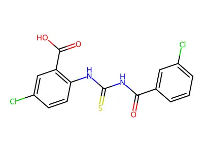 5-Chloro-2-[[[(3-chlorobenzoyl)amino]thioxomethyl]amino]-benzoic acid structure