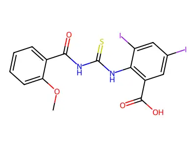 3,5-Diiodo-2-[(2-methoxybenzoyl)carbamothioylamino]benzoic acid structure