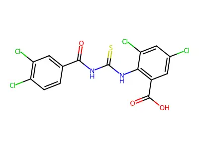 3,5-Dichloro-2-[[[(3,4-dichlorobenzoyl)amino]thioxomethyl]amino]-benzoic acid structure