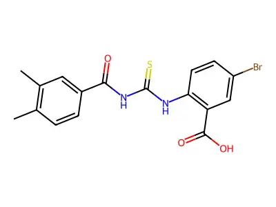5-Bromo-2-[[[(3,4-dimethylbenzoyl)amino]thioxomethyl]amino]-benzoic acid structure