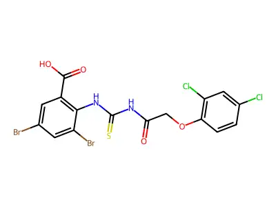 3,5-Dibromo-2-[[[[(2,4-dichlorophenoxy)acetyl ]amino]thioxomethyl ]amino]-benzoic acid structure