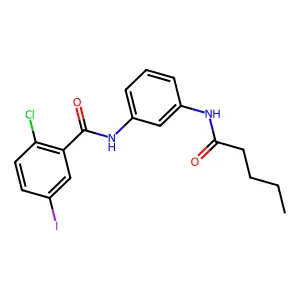 2-chloro-5-iodo-N-[3-(pentanoylamino)phenyl]benzamide structure
