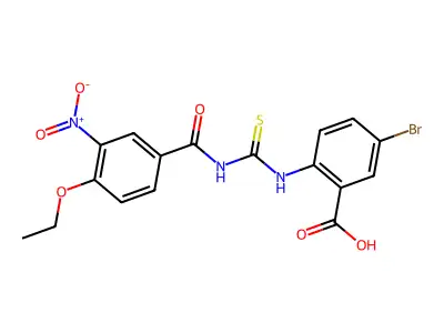 5-Bromo-2-[[[(4-ethoxy-3-nitrobenzoyl)amino]thioxomethyl]amino]-benzoic acid structure