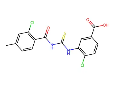 4-Chloro-3-[[[(2-chloro-4-methylbenzoyl)amino]thioxomethyl]amino]-benzoic acid structure