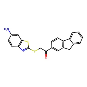 2-[(6-amino-1,3-benzothiazol-2-yl)sulfanyl]-1-(9H-fluoren-2-yl)ethanone structure