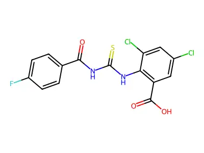 3,5-Dichloro-2-[[[(4-fluorobenzoyl)amino]thioxomethyl]amino]-benzoic acid structure