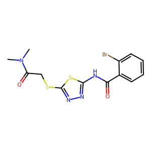2-bromo-N-[5-[2-(dimethylamino)-2-oxoethyl]sulfanyl-1,3,4-thiadiazol-2-yl]benzamide structure