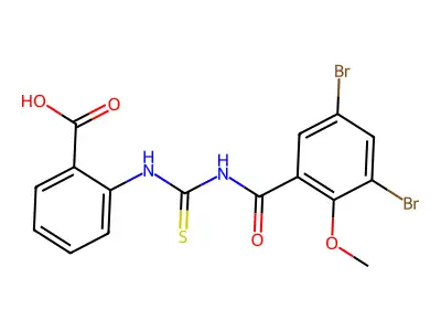 2-[(3,5-Dibromo-2-methoxybenzoyl)carbamothioylamino]benzoic acid structure