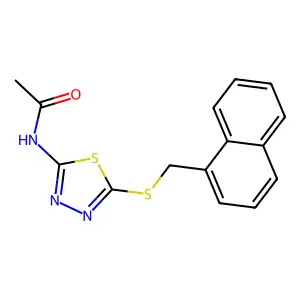 N-(5-((naphthalen-1-ylmethyl)thio)-1,3,4-thiadiazol-2-yl)acetamide structure
