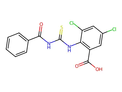 2-(Benzoylcarbamothioylamino)-3,5-dichlorobenzoic acid structure