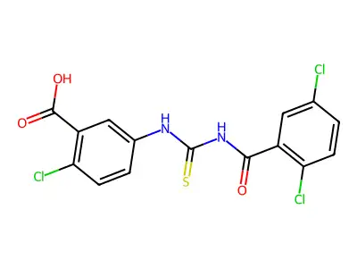 2-Chloro-5-({[(2,5-dichlorobenzoyl)amino]carbonothioyl}amino)benzoic acid structure