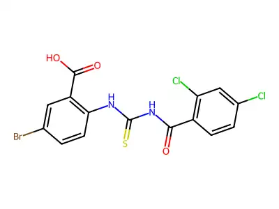 5-Bromo-2-[[[(2,4-dichlorobenzoyl)amino]thioxomethyl]amino]-benzoic acid structure