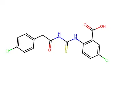 5-Chloro-2-[[[[(4-chlorophenyl)acetyl]amino]thioxomethyl]amino]-benzoic acid structure