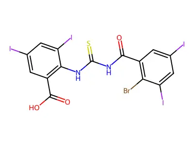 2-[(2-bromo-3,5-diiodo-benzoyl)thiocarbamoylamino]-3,5-diiodo-benzoic Acid structure