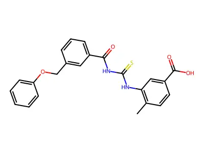 4-Methyl-3-[[3-(phenoxymethyl)benzoyl]carbamothioylamino]benzoic acid structure