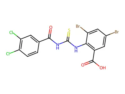 3,5-Dibromo-2-[(3,4-dichlorobenzoyl)carbamothioylamino]benzoic acid structure