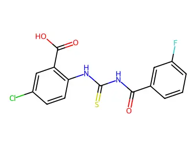 5-Chloro-2-[[[(3-fluorobenzoyl)amino]thioxomethyl]amino]-benzoic acid structure
