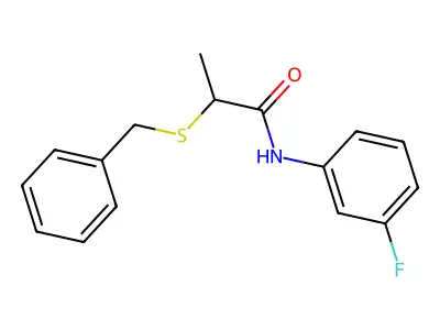 2-benzylsulfanyl-N-(3-fluorophenyl)propanamide structure