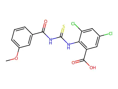 3,5-Dichloro-2-[[[(3-methoxybenzoyl)amino]thioxomethyl]amino]-benzoic acid structure