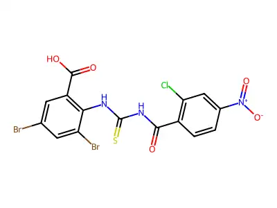 3,5-Dibromo-2-[[[(2-chloro-4-nitrobenzoyl)amino]thioxomethyl]amino]-benzoic acid structure