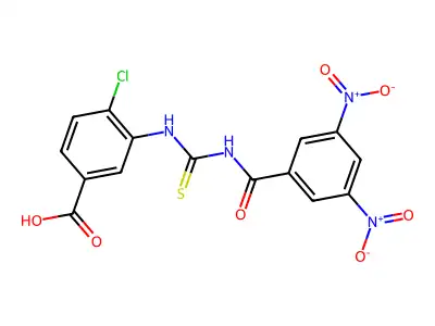 4-Chloro-3-[(3,5-dinitrobenzoyl)carbamothioylamino]benzoic acid structure