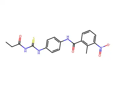 2-methyl-3-nitro-N-[4-(propanoylcarbamothioylamino)phenyl]benzamide structure