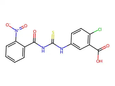 2-Chloro-5-[[[(2-nitrobenzoyl)amino]thioxomethyl]amino]-benzoic acid structure