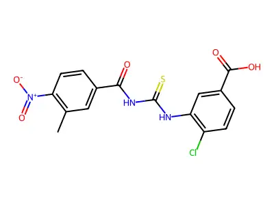 4-Chloro-3-[[[(3-methyl-4-nitrobenzoyl)amino]thioxomethyl]amino]-benzoic acid structure