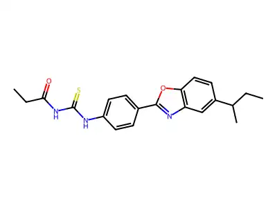 N-[[4-(5-butan-2-yl-1,3-benzoxazol-2-yl)phenyl]carbamothioyl]propanamide structure