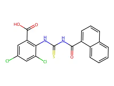3,5-Dichloro-2-[[[(1-naphthalenylcarbonyl)amino]thioxomethyl]amino]-benzoic acid structure