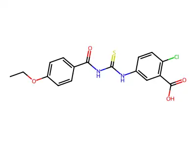 2-Chloro-5-({[(4-ethoxybenzoyl)amino]carbonothioyl}amino)benzoic acid structure