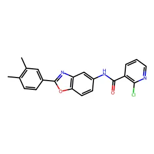 2-chloro-N-[2-(3,4-dimethylphenyl)-1,3-benzoxazol-5-yl]pyridine-3-carboxamide structure