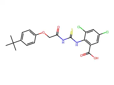 2-[[2-(4-Tert-butylphenoxy)acetyl]carbamothioylamino]-3,5-dichlorobenzoic acid structure