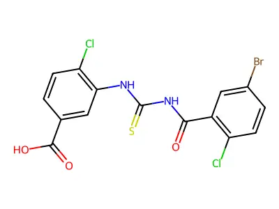 3-[(5-Bromo-2-chlorobenzoyl)carbamothioylamino]-4-chlorobenzoic acid structure